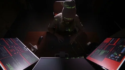 Hacker coding, virtual cyber attack concept Stock Footage 71270409