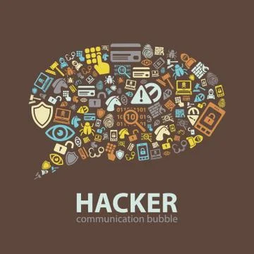 Hacker communication bubble Illustrazione stock