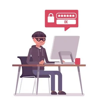 Hacker with computer to gain unauthorized access to data Stockillustratie