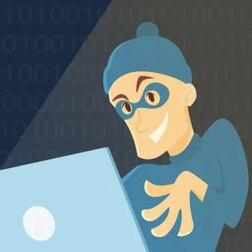 Hacker with computer. Stock Illustration
