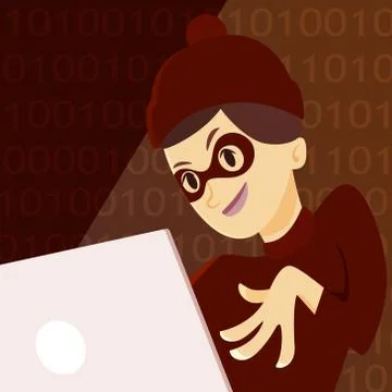 Hacker with computer. 库存插图