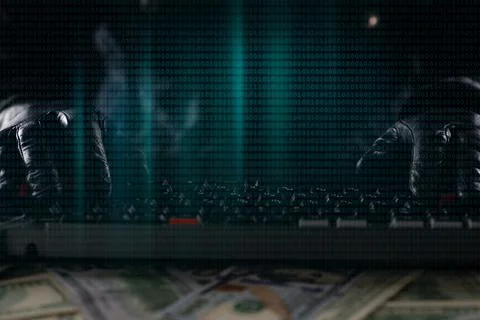 Hacker with Computer Keyboard Foto stock