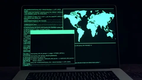 Hacker Concept. Code On A Laptop Computer Monitor In A Dark Room Stock Footage 157192965