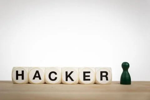 Hacker concept with toy dice and pawns Stock-Illustration
