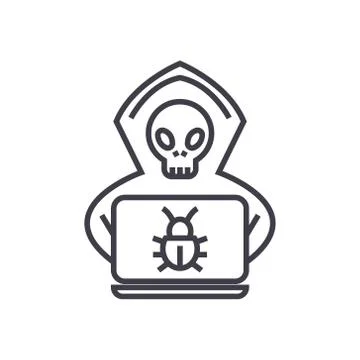 Hacker concept vector thin line icon, symbol, sign, illustration on isolated Stock-Illustration