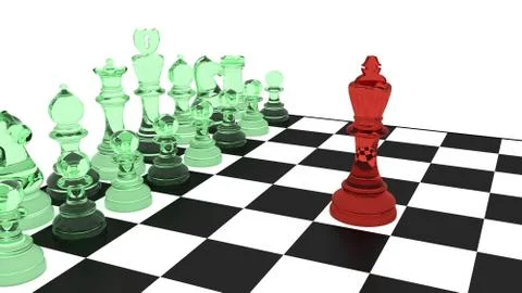 Hacker confronting the cyberdefende on a chess board Stock Illustration