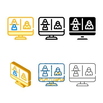 Hacker connected to mix online discussing color icon vector 스톡 일러스트