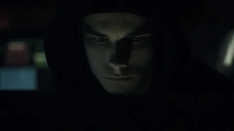 Hacker connecting online and committing cyber crimes 스톡 동영상 92162720