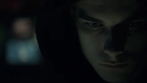 Hacker connecting online and committing cyber crimes Vídeo Stock 92162829