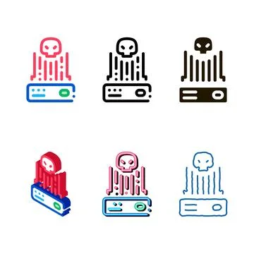 Hacker control icon vector outline types 库存插图