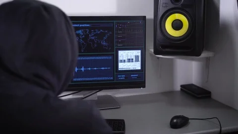 Hacker could not break into the server and he was very angry and hit to the 스톡 동영상 72426902