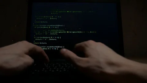 A hacker cracked an Internet code, an attacker was working on his computer Stock Footage 126215898