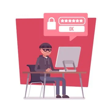 Hacker cracking computer password Stockillustratie