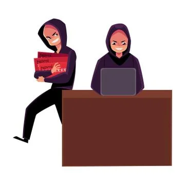 Hacker cracking smartphone, breaking pin code, stealing credit card money Stock Illustration