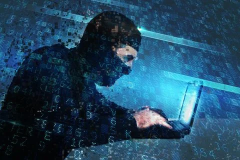 Hacker creates a backdoor access on a computer. Concept of internet security 库存照片