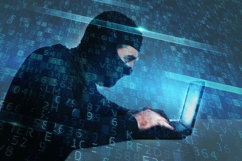 Hacker creates a backdoor access on a computer. Concept of internet security Foto stock