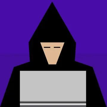 A hacker criminal working on laptop Illustration
