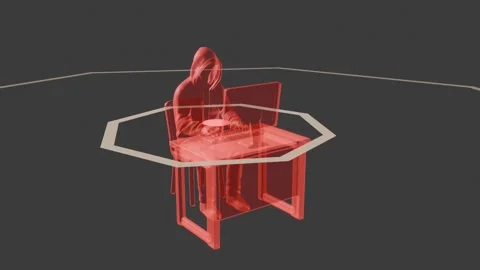 Hacker Cyber Attack – 3D Holographic Cyber Warfare Visualization Stock Footage 343455613