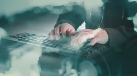 Hacker cyber crime attack on bank computer Stock Footage 64860985