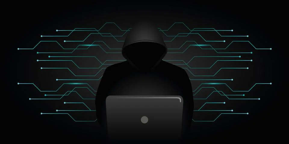 Hacker cyber crime digital data イラスト素材