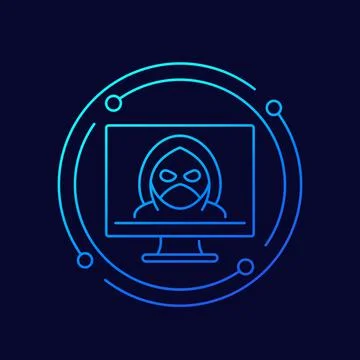 Hacker, cyber crime line vector icon Stock Illustration