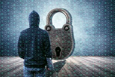 Hacker into cyber reality Stock Photos