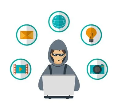 Hacker cyber security system design Stock Illustration