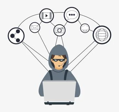 Hacker cyber security system design Stock Illustration