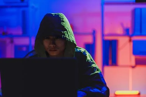 Hacker cyberattack data breach security threat digital crime Stock Photos