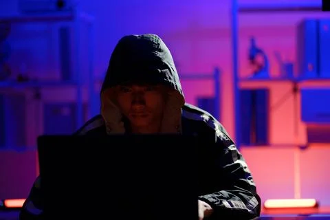 Hacker cyberattack data breach security threat digital crime Stock Photos