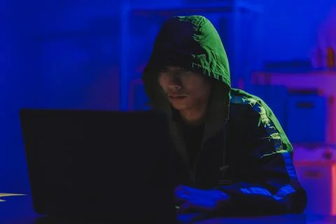 Hacker cyberattack representing data breach and cybersecurity threat in digit Stock Photos