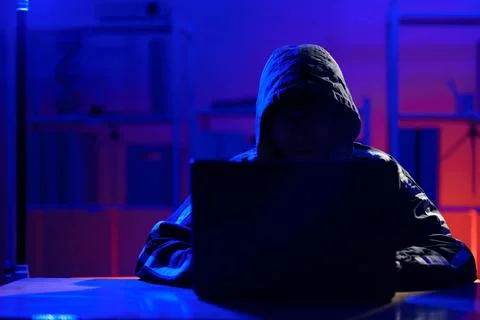 Hacker cyberattack representing data breach and cybersecurity threat in digit Stock Photos