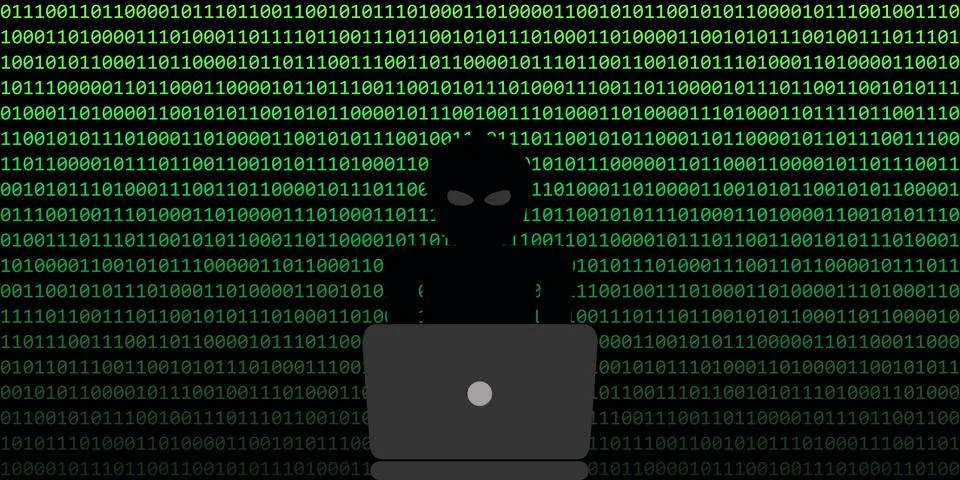 Hacker cybercrime concept binary code web background Stockillustratie