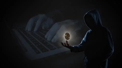 Hacker in dark background concept Stock Photos
