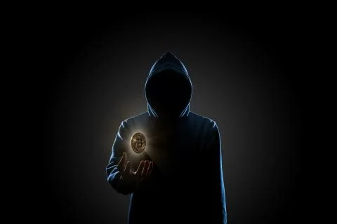 Hacker in dark background concept Stock Photos