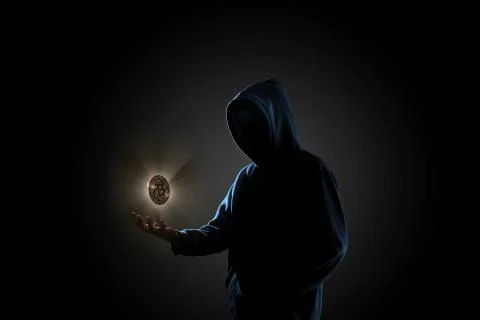 Hacker in dark background concept Stock Photos
