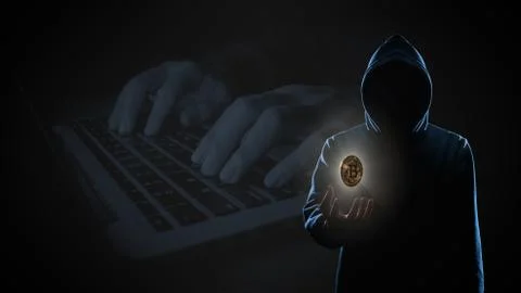 Hacker in dark background concept Stock Photos