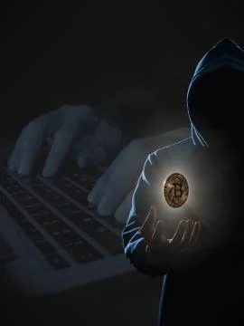 Hacker in dark background concept Stock Photos