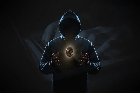 Hacker in dark background concept Stock Photos