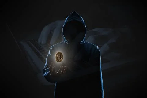 Hacker in dark background concept Stock Photos