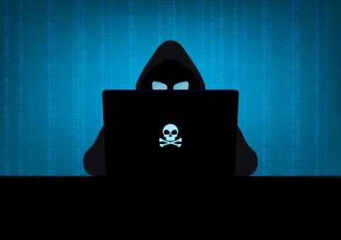 Hacker in the dark Illustrazione stock