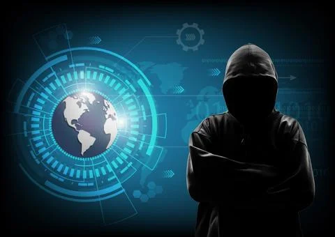 Hacker data computer attack Stock Illustration