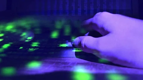 Hacker in data security concept. Programming Work Time. Modern technological IT  Stock Footage 79659972