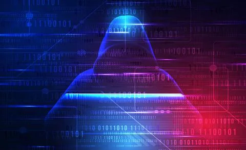 Hacker data security technology blue background, data secure theft, crime hack Stock Illustration