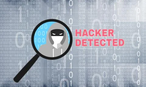 Hacker detected theme with magnifier イラスト素材