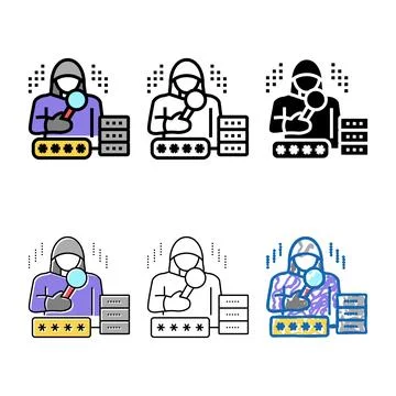 Hacker digital thief color icon vector multistyle Stock Illustration