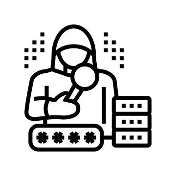 Hacker digital thief line icon vector illustration 库存插图
