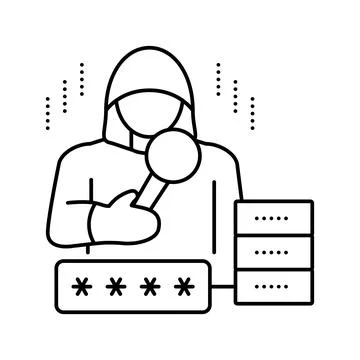Hacker digital thief line icon vector illustration Illustrazione stock