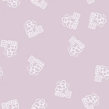 Hacker digital thief line seamless pattern 스톡 일러스트