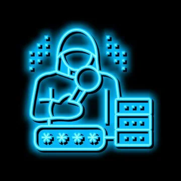 Hacker digital thief neon glow icon illustration 스톡 일러스트